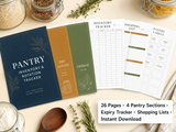 Pantry Inventory & Rotation Tracker | Dry Goods, Spices, Fridge & Freezer | Expiry Tracker | Shopping List | Instant Download