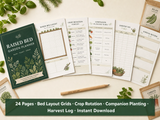Raised Bed Planning Template | Printable PDF Planner | Bed Layout Grids, Crop Rotation, Companion Planting, Harvest Log | Instant Download