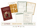 Canning & Preserving Recipe Log & Planner | Printable PDF | Jams, Pickles, Chutneys, Ferments | Pantry Tracker | Jar Labels | Instant Download